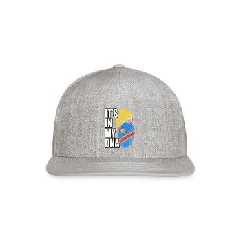 Bhutanese And Congolese Mix Heritage DNA Flag - Snapback Baseball Cap - heather gray - Front