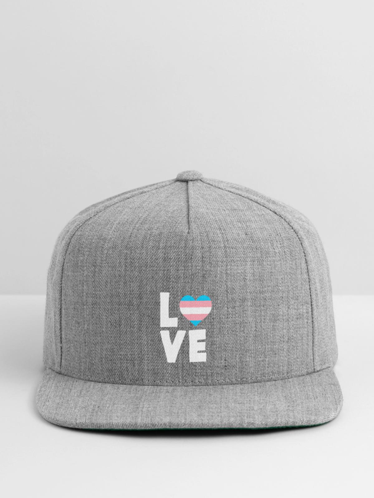 Trans Love - Snapback Baseball Cap - heather gray - Front