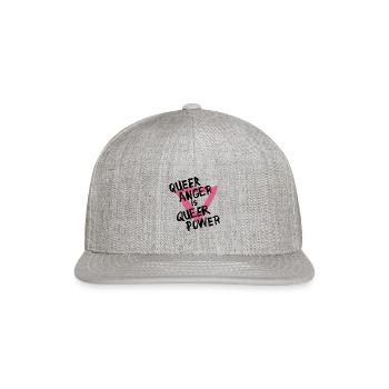 Queer anger is queer power - Snapback Baseball Cap - heather gray - Front