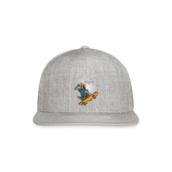 Skeleton Skateboarder Skateboarding Skateboard - Snapback Baseball Cap - heather gray - Front