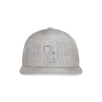 DESIGNBlue heart stethoscope - Snapback Baseball Cap - heather gray - Front