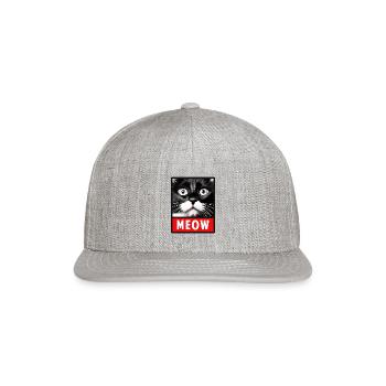 Meow Cute Funny Cat Face - Snapback Baseball Cap - heather gray - Front