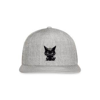 Cats Annoyed Bad Cat Face - Snapback Baseball Cap - heather gray - Front