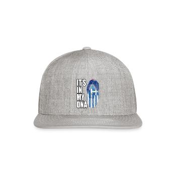Guam And Greek Mix Heritage DNA Flag - Snapback Baseball Cap - heather gray - Front