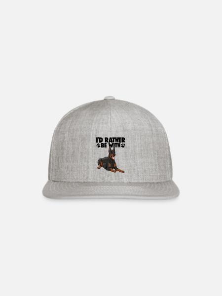 I'd Rather Be With Doberman - Snapback Baseball Cap - heather gray
