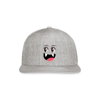 Anime Eyes Mouth - Snapback Baseball Cap - heather gray - Front
