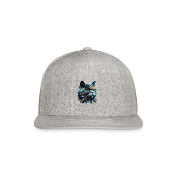 Polygon Art British Shorthair Cat British Blue - Snapback Baseball Cap - heather gray - Front