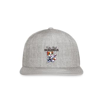 Cute But Dangerous Funny cat Martial Kawaii Karate - Snapback Baseball Cap - heather gray - Front