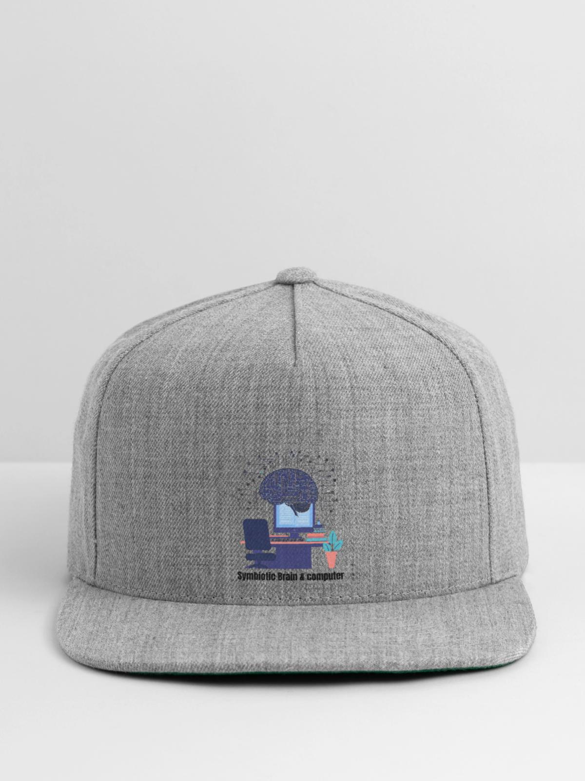 Brain and computer - Snapback Baseball Cap - heather gray - Front