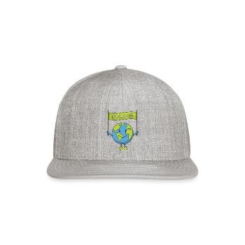 Planet Earth, PEACE Sign, Planet Earth, Sea Turtle - Snapback Baseball Cap - heather gray - Front