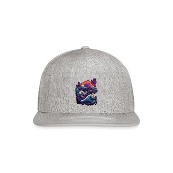 Tsunami wave japanese art, low colour palette - Snapback Baseball Cap - heather gray - Front