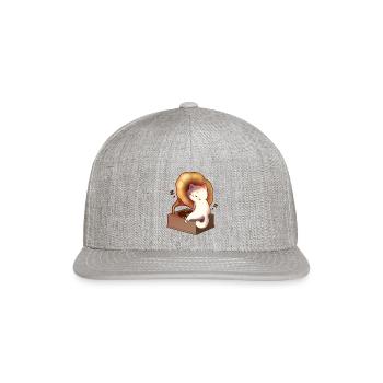 Cat Napping In Record Player - Snapback Baseball Cap - heather gray - Front