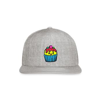 Kawaii Cupcake Lemon Flavor - Snapback Baseball Cap - heather gray - Front