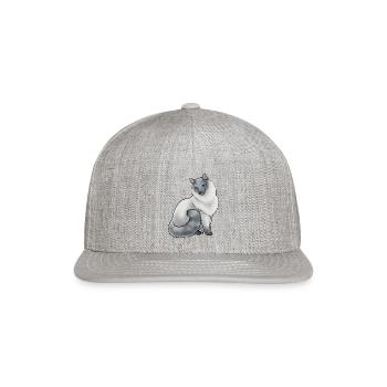 Cat Balinese Blue - Snapback Baseball Cap - heather gray - Front