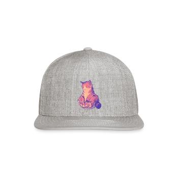 Funny Cat If It Fits It Sits - Snapback Baseball Cap - heather gray - Front