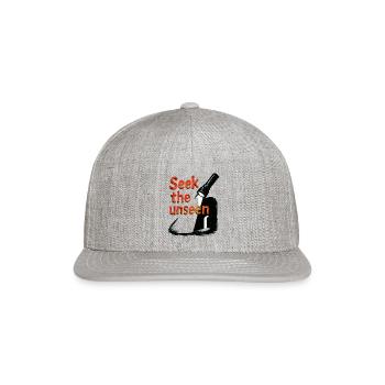 Seek The Unseen Grungy Urbex Flashlight Graphic - Snapback Baseball Cap - heather gray - Front