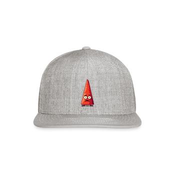 Funny Face Cartoon Cone Head - Snapback Baseball Cap - heather gray - Front