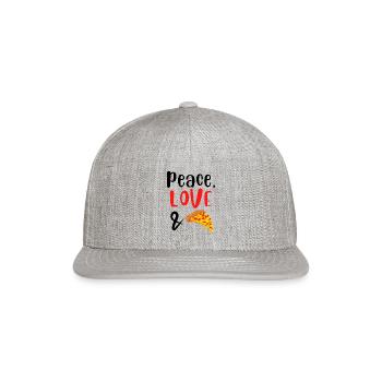 Peace Love and Pizza Slice - Snapback Baseball Cap - heather gray - Front
