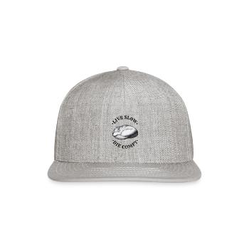 Live slow, die comfy - wolf dog canine design - Snapback Baseball Cap - heather gray - Front