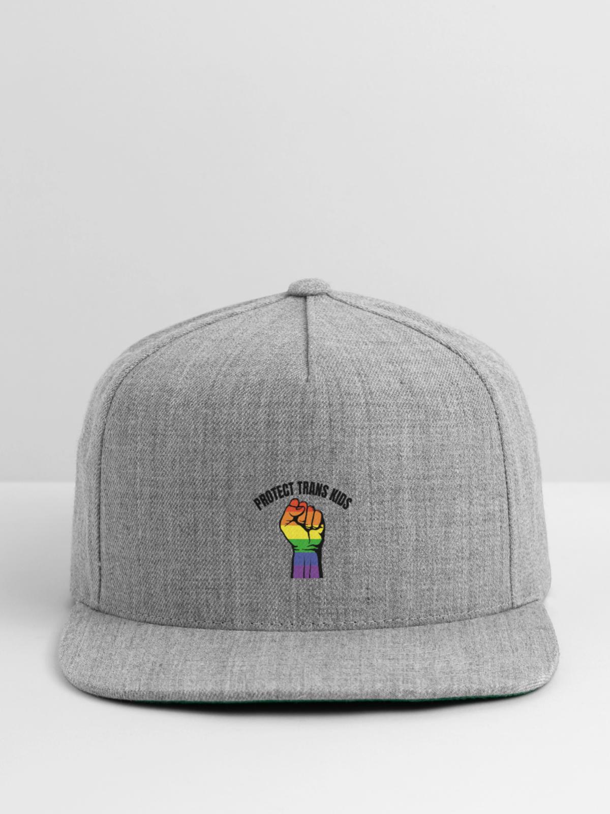 Protect Trans Kids - Snapback Baseball Cap - heather gray - Front