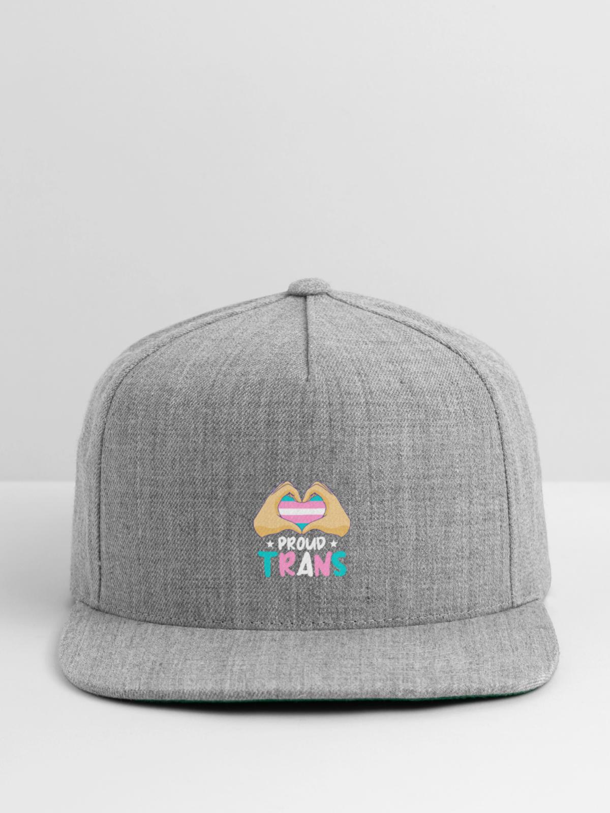 Proud Trans - Snapback Baseball Cap - heather gray - Front