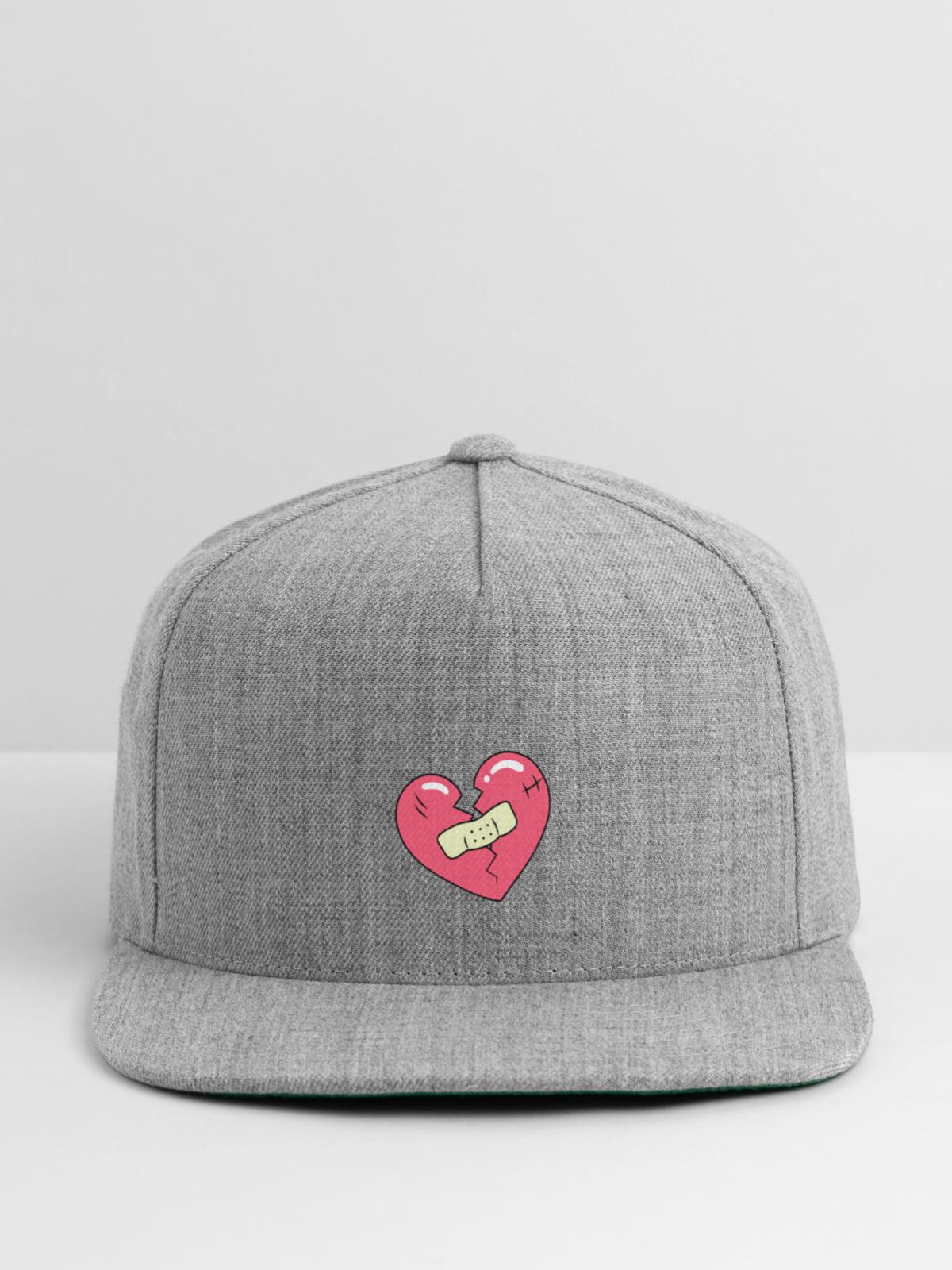 Broken Heart - Snapback Baseball Cap - heather gray - Front