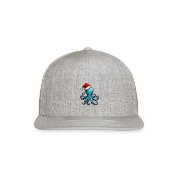 Octopus with Santa hat - Snapback Baseball Cap - heather gray - Front