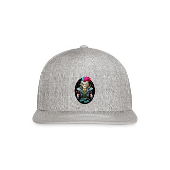 Rebellious Reverie,PinkBlue Fury,Punk Man - Snapback Baseball Cap - heather gray - Front
