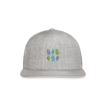 A Cat and an Owl blue green baby blue - Snapback Baseball Cap - heather gray - Front