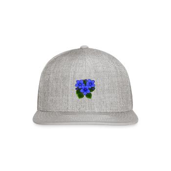 Blue African Violets In Black - Snapback Baseball Cap - heather gray - Front
