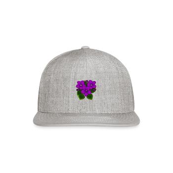 Purple African Violets In White - Snapback Baseball Cap - heather gray - Front