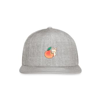 Bunny With Giant Peach - Snapback Baseball Cap - heather gray - Front