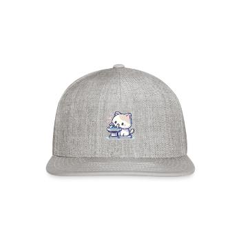 Water Fountain Cat - Snapback Baseball Cap - heather gray - Front