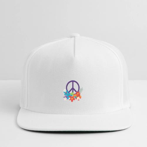Hippie Peace Design With Flowers - Snapback Baseball Cap