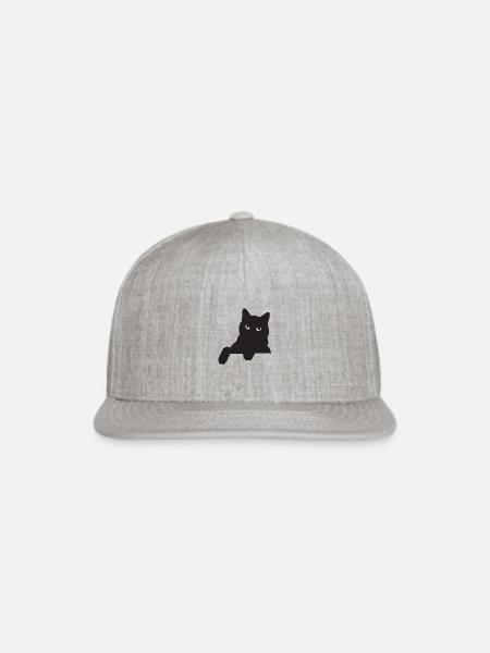 Funny Black Cat - Snapback Baseball Cap - heather gray