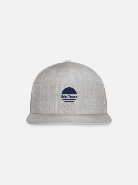 Saint Tropez - Navy Retro Sun Aesthetic - Snapback Baseball Cap - heather gray