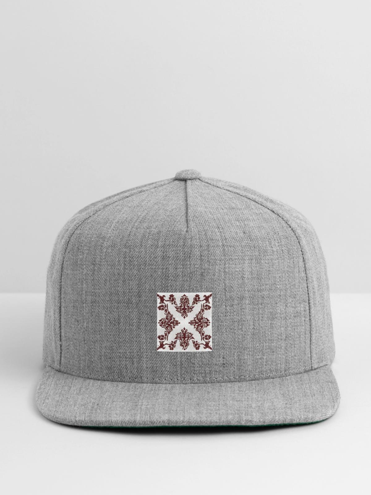 Burgundy ornament - Snapback Baseball Cap - heather gray - Front