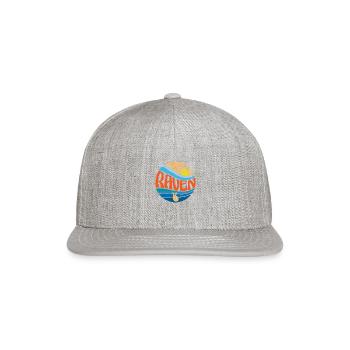 Raven Shirt Vintage Sunset Raven Groovy Tie Dye - Snapback Baseball Cap - heather gray - Front