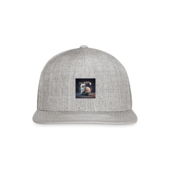lass packaging filling with hairy kitty - Snapback Baseball Cap - heather gray - Front
