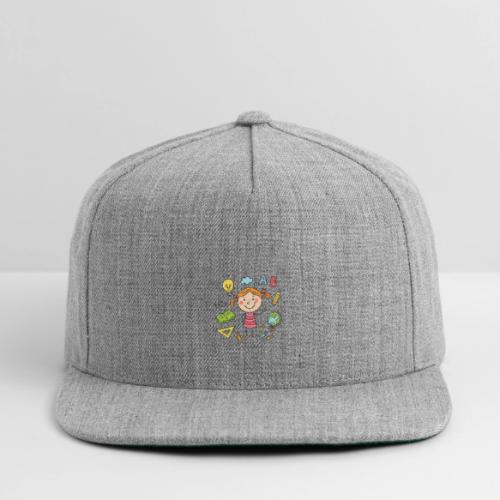 Cartoon Girl Learning Kids School T-Shirt - Snapback Baseball Cap