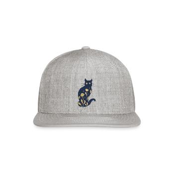 Dark Blue And Gold Cat - Snapback Baseball Cap - heather gray - Front