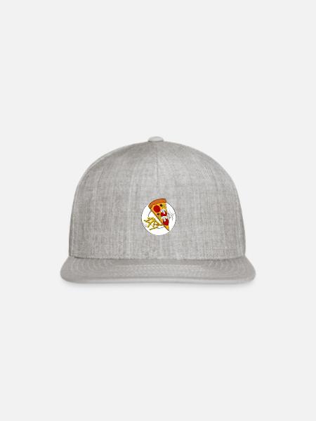 Sketched Pizza And Fries - Snapback Baseball Cap - heather gray