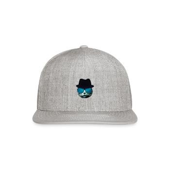 Blues Cat 2 Color - Snapback Baseball Cap - heather gray - Front