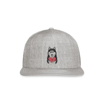 Husky Crying Broken Heart - Snapback Baseball Cap - heather gray - Front