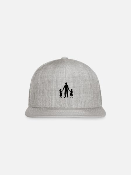 2 daughters dad team silhouette - Snapback Baseball Cap - heather gray