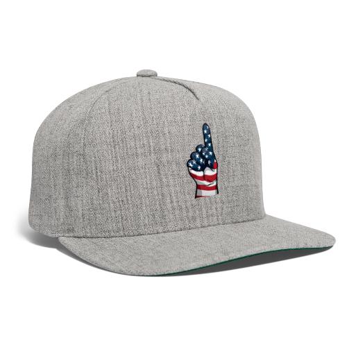 USA One Patriotic Hand in Red White and Blue - Snapback Baseball Cap