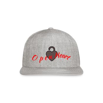 open heart - Snapback Baseball Cap - heather gray - Front