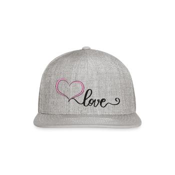 Love Pink Love Heart - Snapback Baseball Cap - heather gray - Front
