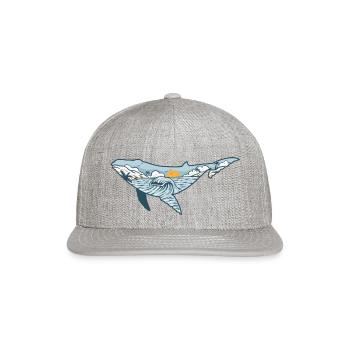 Whale - Snapback Baseball Cap - heather gray - Front