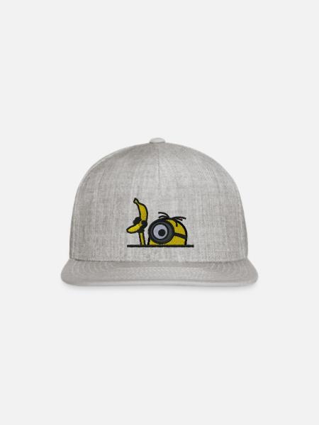 Minions Stuart Banana Embroidery - Snapback Baseball Cap - heather gray